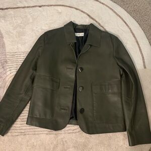 Dark Green Sheep Leather Jacket